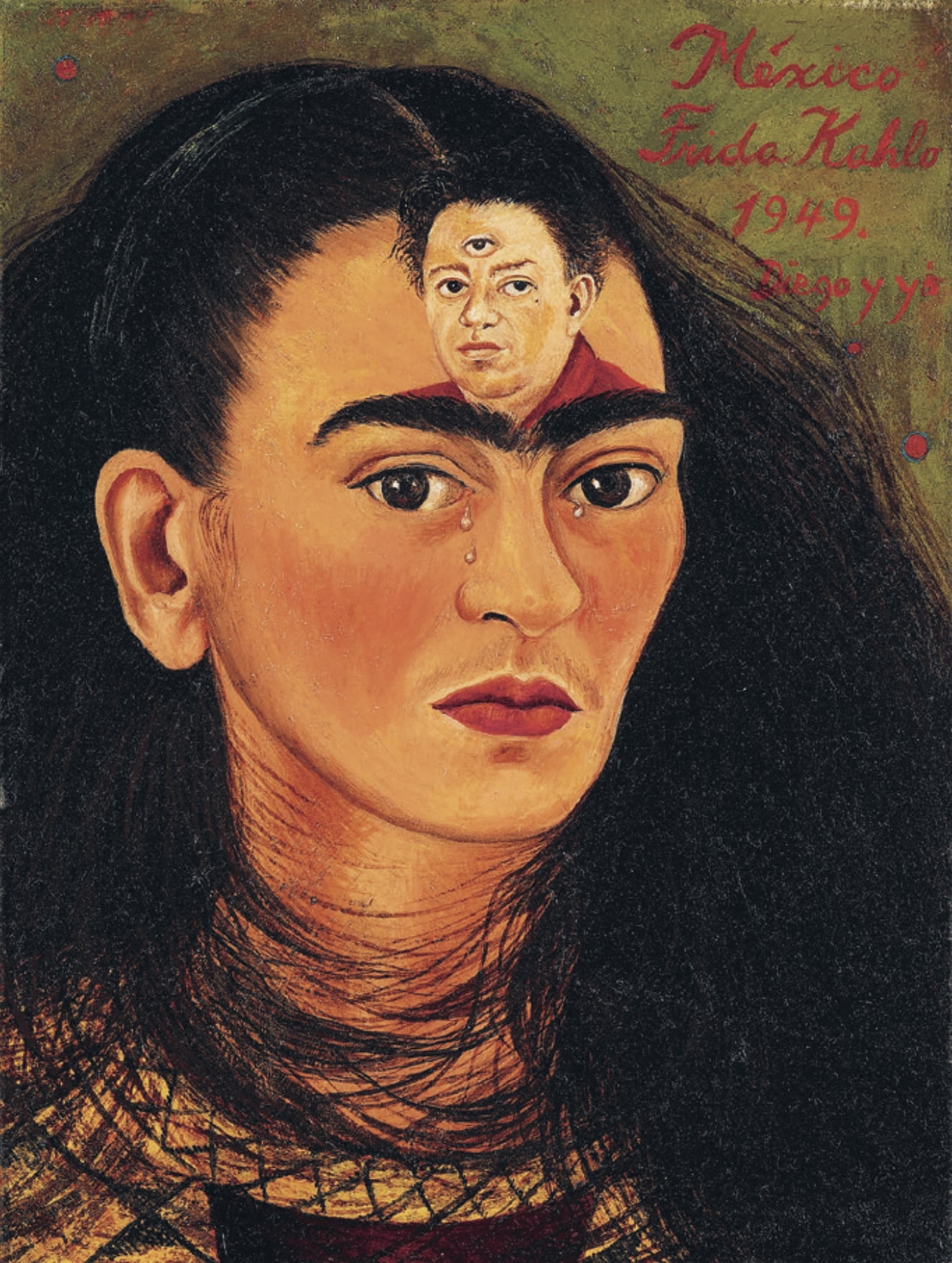Frida Kahlo: Diego y yo (Diego és én), 1949, olaj, sajtolt farost, 30 × 22,4 cm, © Sotheby’s, © Banco de México Diego Rivera & Frida Kahlo Museums Trust, México D. F. / HUNGART © 2022